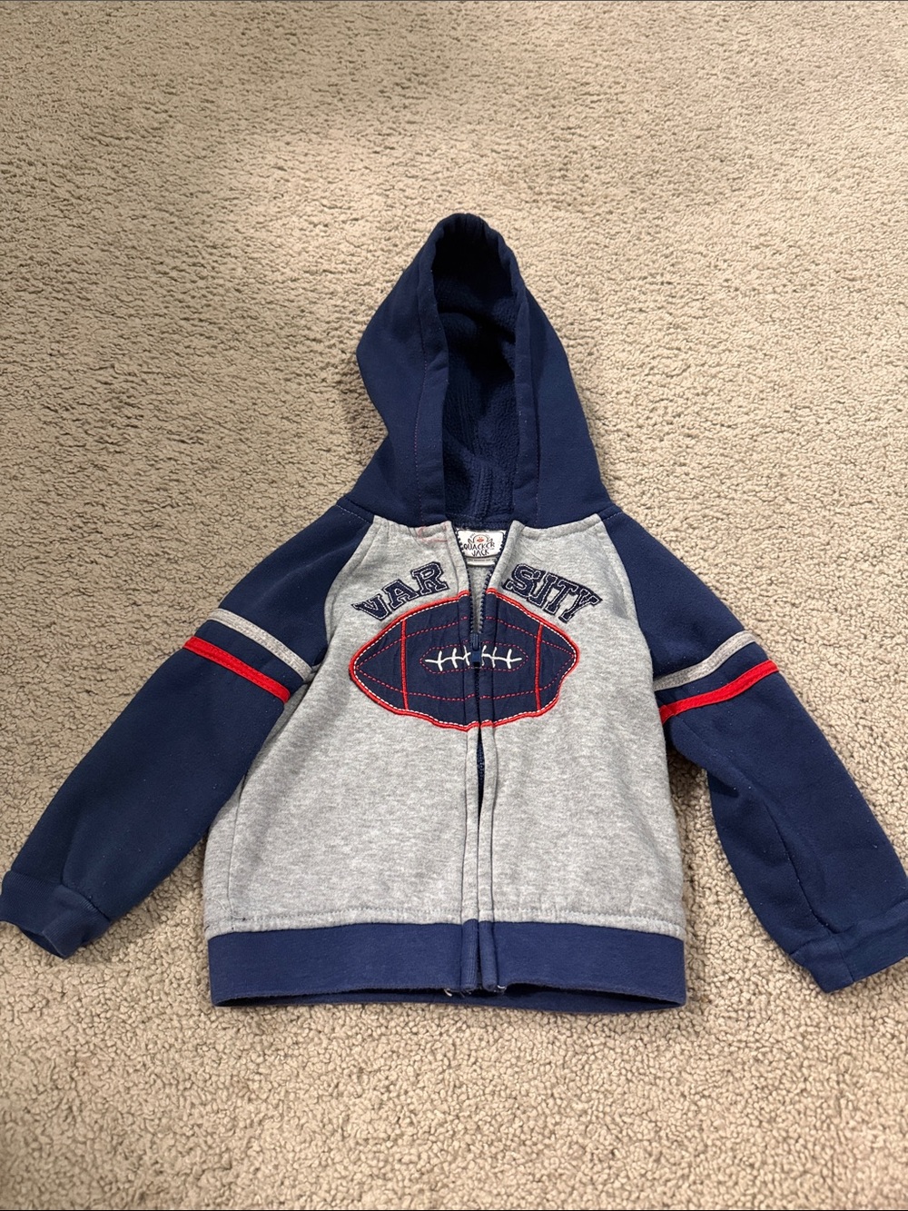 Kids Navy & Gray Football Hoodie with Red Trim